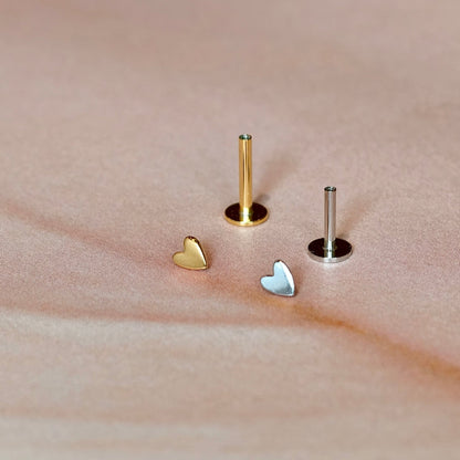 Gold-plated 925 sterling silver Mini Heart Flatback Earring Silver
