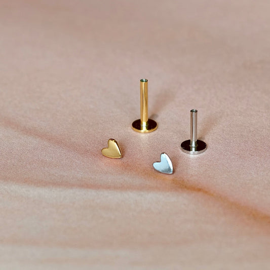 Gold-plated 925 sterling silver Mini Heart Flatback Earring Silver