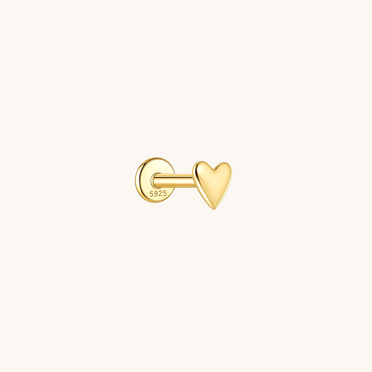 Gold-plated 925 sterling silver Mini Heart Flatback Earring