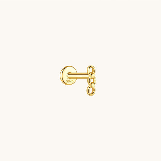 Gold-plated 925 sterling silver Mini Link Chain Flatback Earring Gold