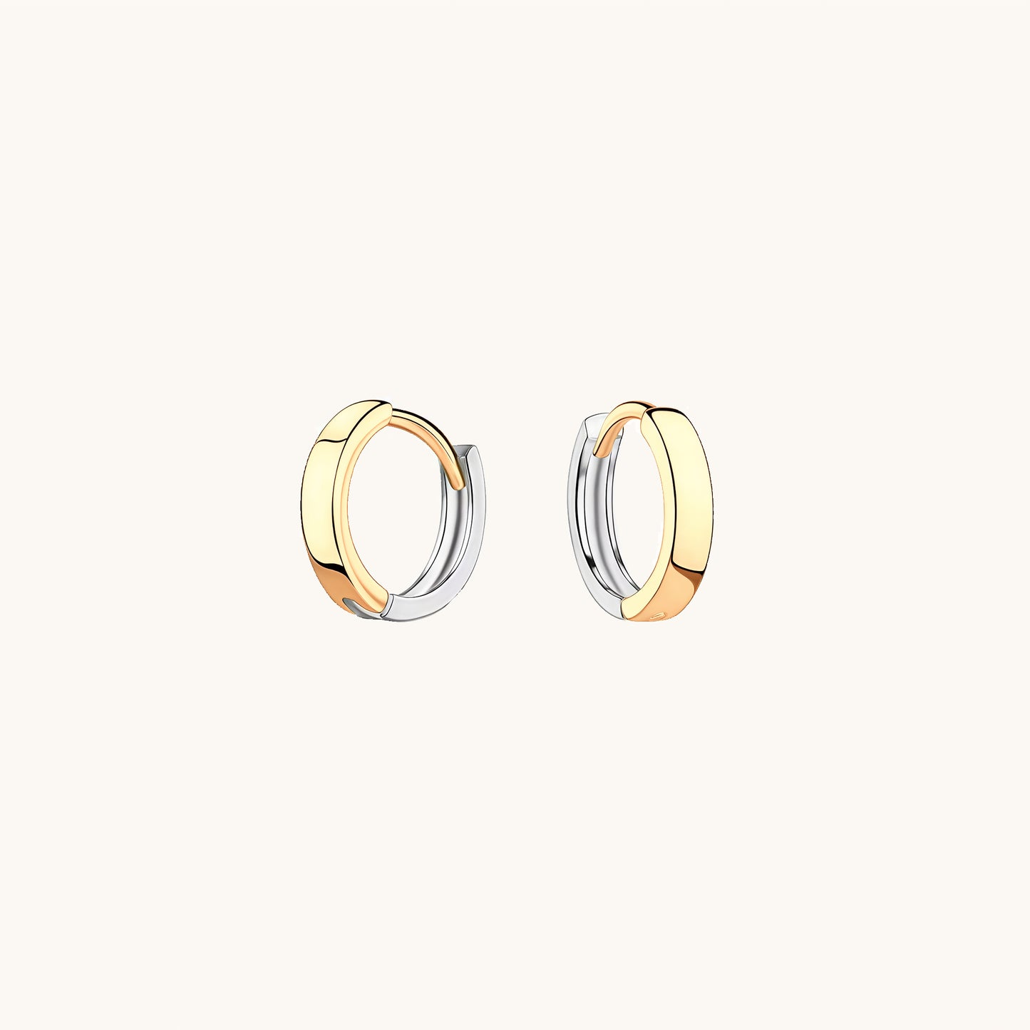 Gold-plated 925 sterling silver Dual-Tone Gold Silver Hoops