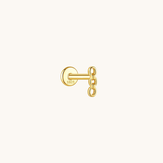 Gold-plated 925 sterling silver Mini Link Chain Flatback Earring 8mm