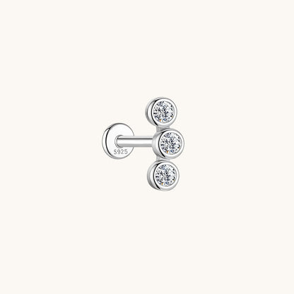 Gold-plated 925 sterling silver Moissanite Bezel Curve Flatback Earring Silver