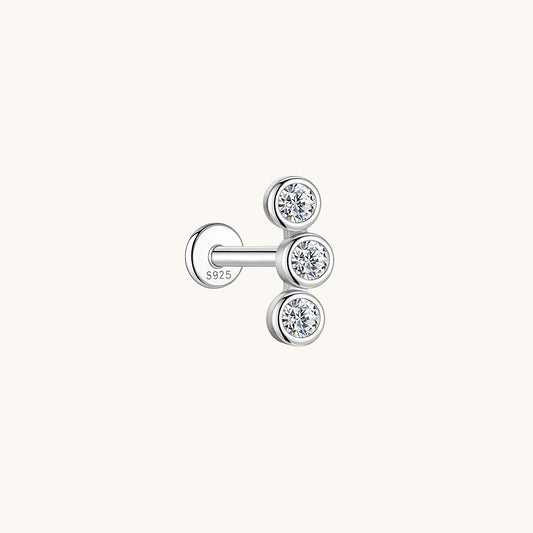 Gold-plated 925 sterling silver Moissanite Bezel Curve Flatback Earring Silver