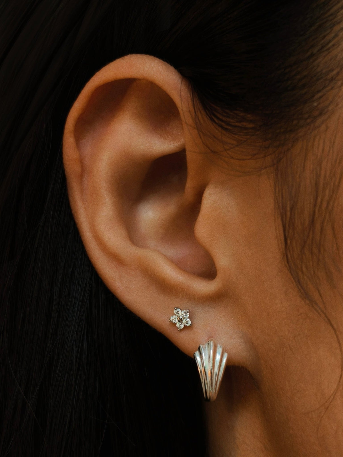 Gold-plated 925 sterling silver Moissanite Mume Bloom Flatback Earring