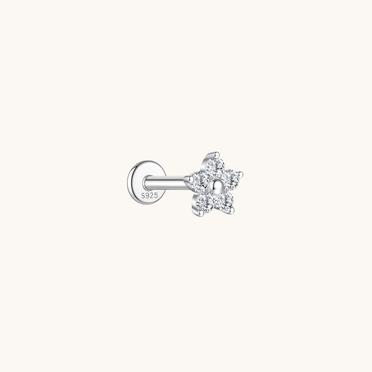 Gold-plated 925 sterling silver Moissanite Mume Bloom Flatback Earring 8mm