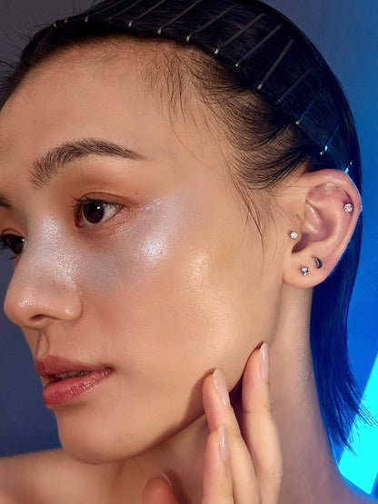 Gold-plated 925 sterling silver Moon Flatback Earring
