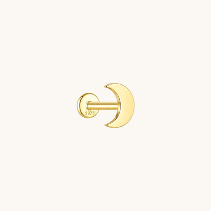 Gold-plated 925 sterling silver Moon Flatback Earring Gold