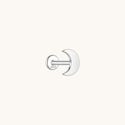Gold-plated 925 sterling silver Moon Flatback Earring Silver