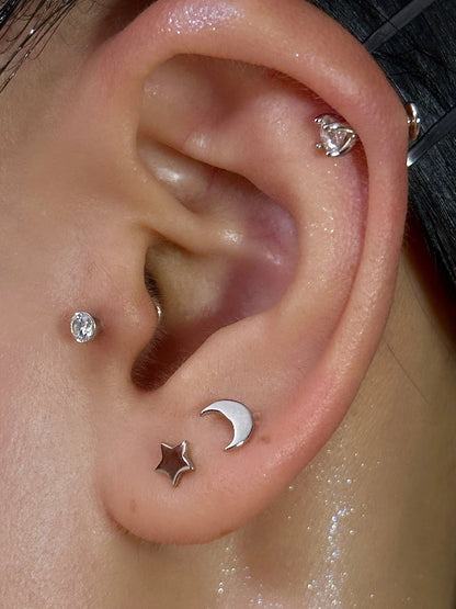 Gold-plated 925 sterling silver Moon Flatback Earring