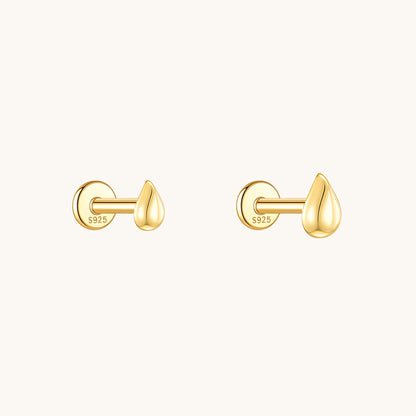 Gold-plated 925 sterling silver Teardrop Flatback Earring