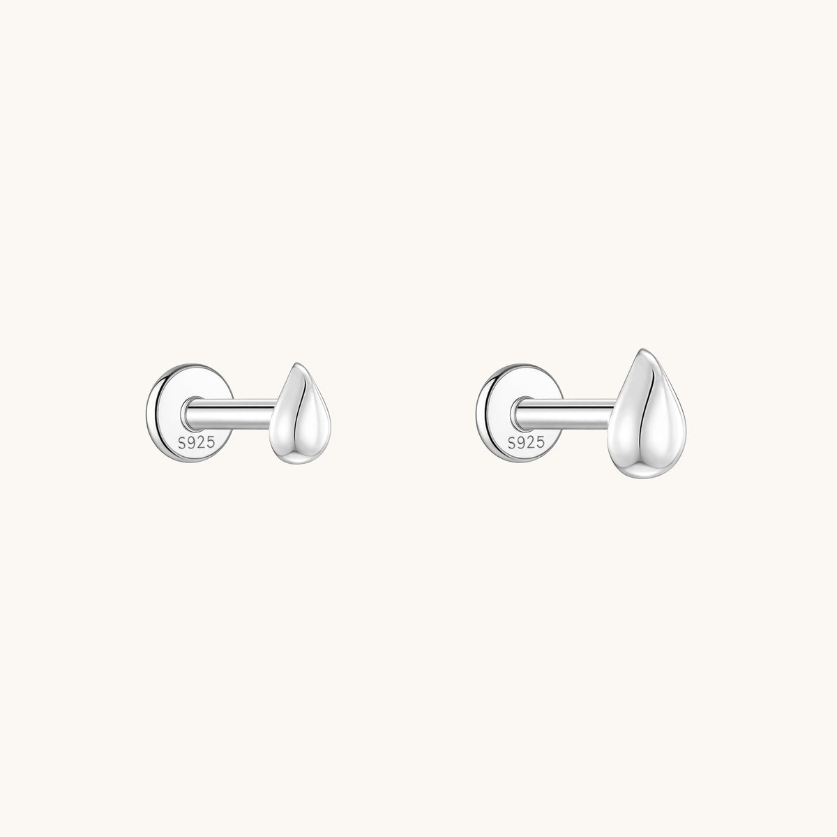 Gold-plated 925 sterling silver Teardrop Flatback Earring