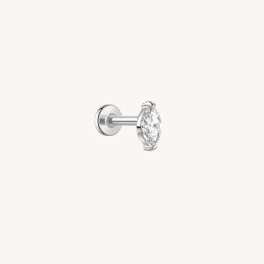 Gold-plated 925 sterling silver Olive Leaf Flatback Earring Silver