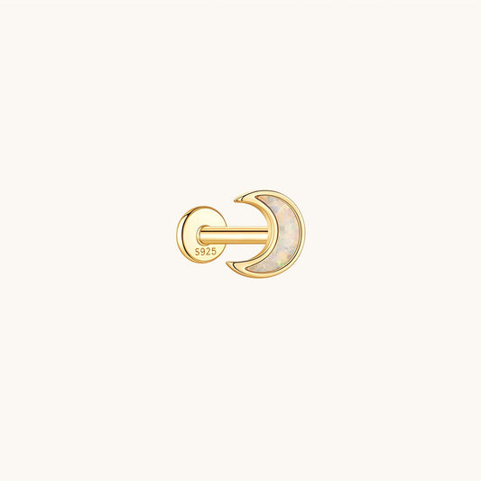 Gold-plated 925 sterling silver Opal Moon Flatback Earring Gold