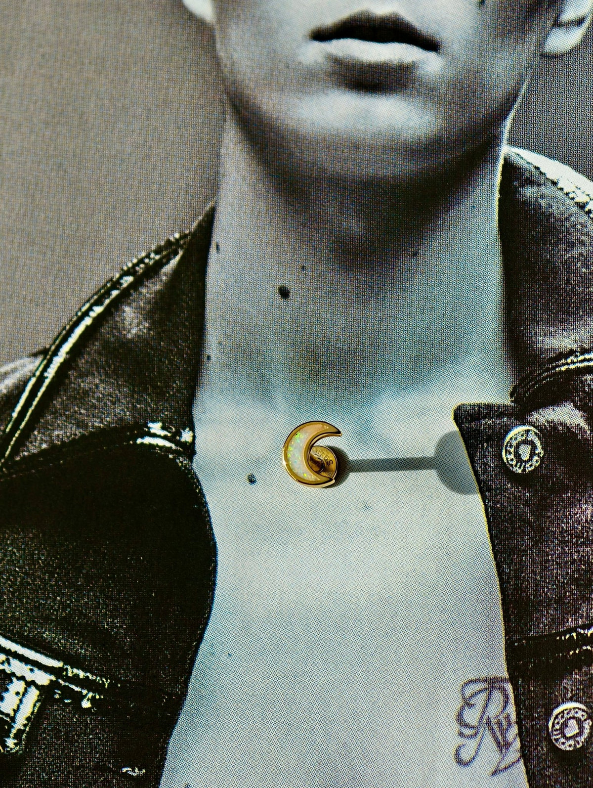 Gold-plated 925 sterling silver Opal Moon Flatback Earring