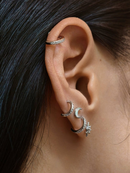Gold-plated 925 sterling silver Opal Moon Flatback Earring