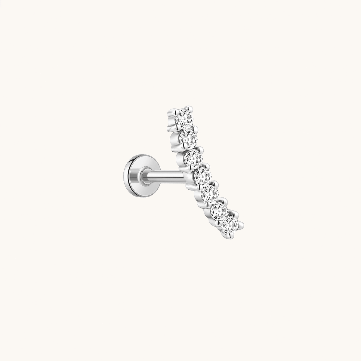 Gold-plated 925 sterling silver Pavé Curve Flatback Earring Silver