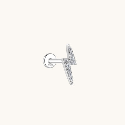 Gold-plated 925 sterling silver Pavé Moissanite Thunder Flatback Earring Silver
