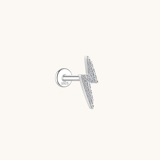 Gold-plated 925 sterling silver Pavé Moissanite Thunder Flatback Earring Silver