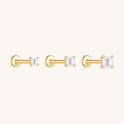 Gold-plated 925 sterling silver Pearl Flatback Earring Gold