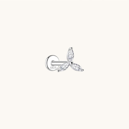 Gold-plated 925 sterling silver Pinwheel Moissanite Flatback Earring Silver