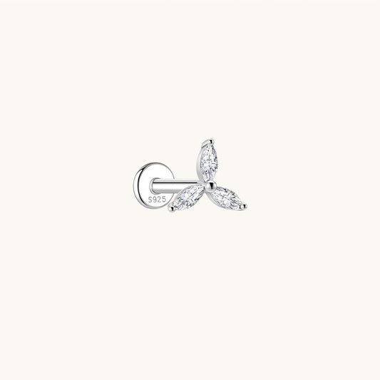 Gold-plated 925 sterling silver Pinwheel Moissanite Flatback Earring Silver