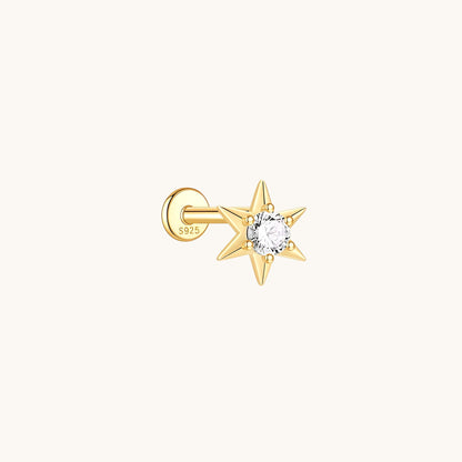 Gold-plated 925 sterling silver Polaris CZ Flatback Earring Gold