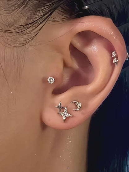 Bling Star Moissanite Flatback Earring