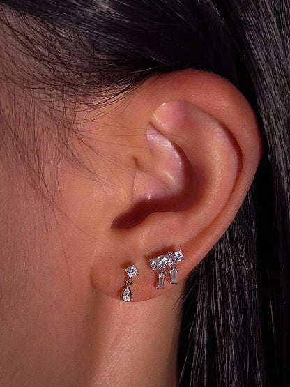 Double Row CZ Flatback Earring