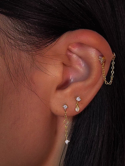 CZ Dangle Teardrop Flatback Earring