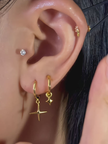 Starbeam Charm Hoop Earrings