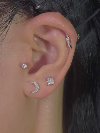 Radiant Compass Moissanite Flatback Earring