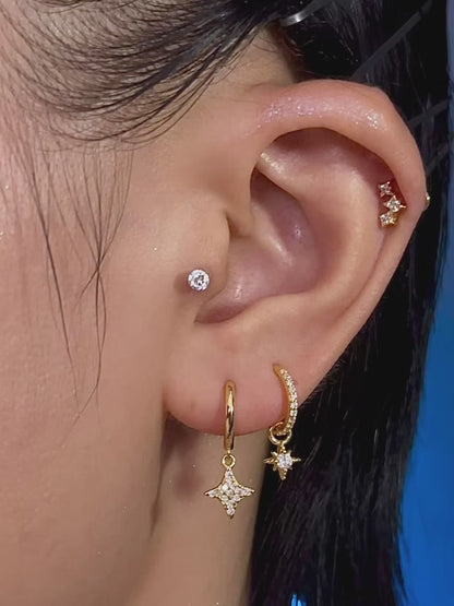 Golden Starfall Pavé Hoops