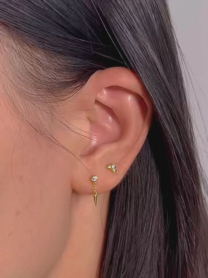 Three Petals CZ Flatback Earring