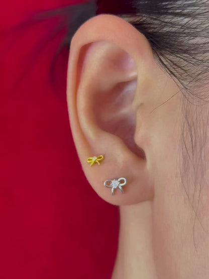 Moissanite Bow Flatback Earring
