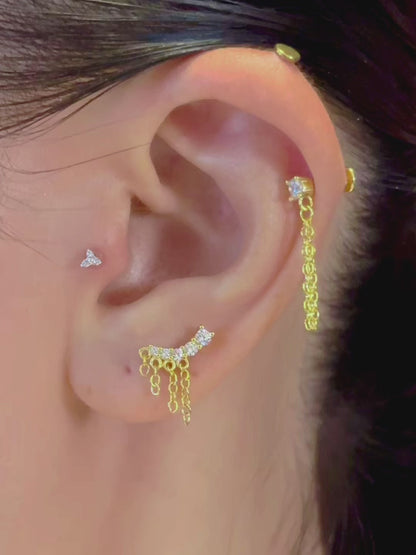CZ Chain Tassel Flat back Earring