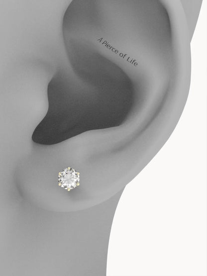 Six-Prong Zirconia Flatback Earring