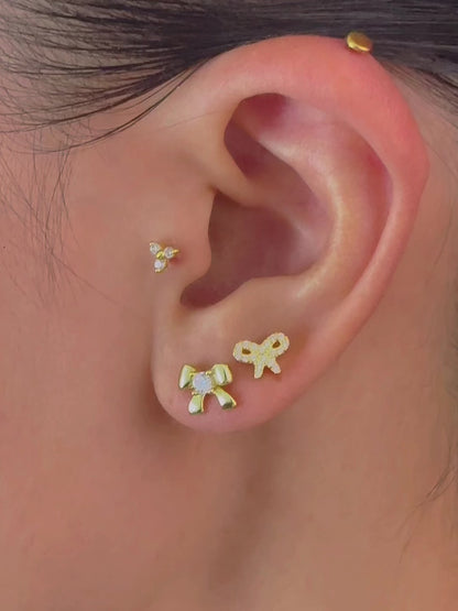 Pavé CZ Bow Flatback Earring