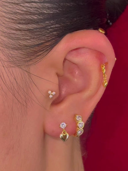 CZ Dangle Heart Flatback Earring