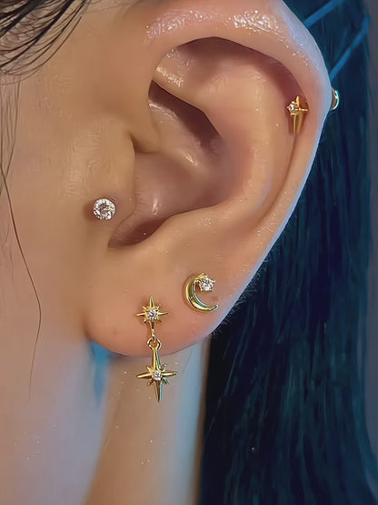 Moonlit CZ Flatback Earring