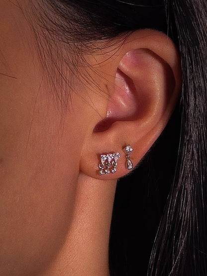 CZ Tassel Flatback Earring