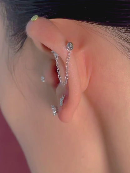 CZ Chain Flatback Earring