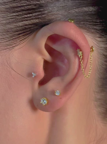 CZ Chain Flatback Earring