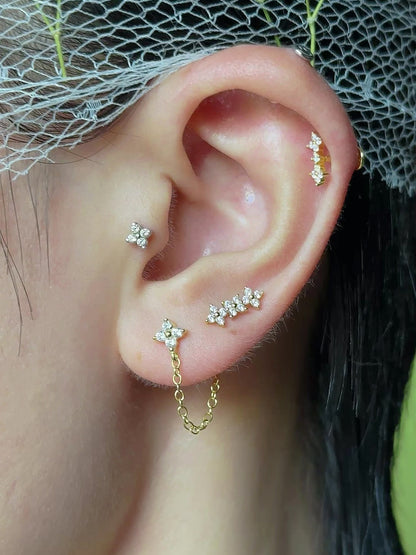 Floral Chain Flatback Earring