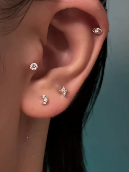 Evil Eye Moissanite Flatback Earring