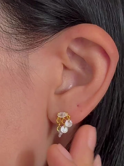 CZ Tassel Chain Flatback Earring