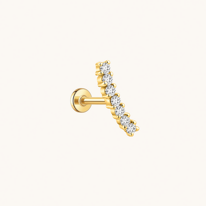 Gold-plated 925 sterling silver Pavé Curve Flatback Earring Gold