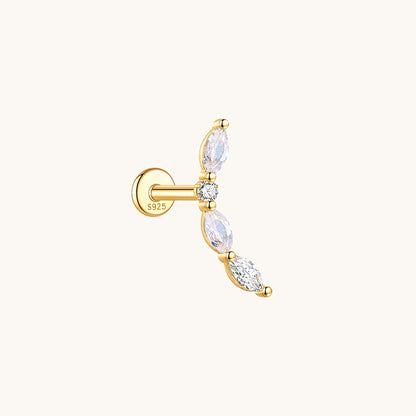 Gold-plated 925 sterling silver Natural Moonstone Curve Flatback Earring 8mm