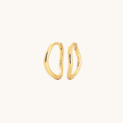 Gold-plated 925 sterling silver Ripple Clicker Hoops Gold 10mm