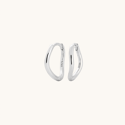 Gold-plated 925 sterling silver Ripple Clicker Hoops Silver 10mm